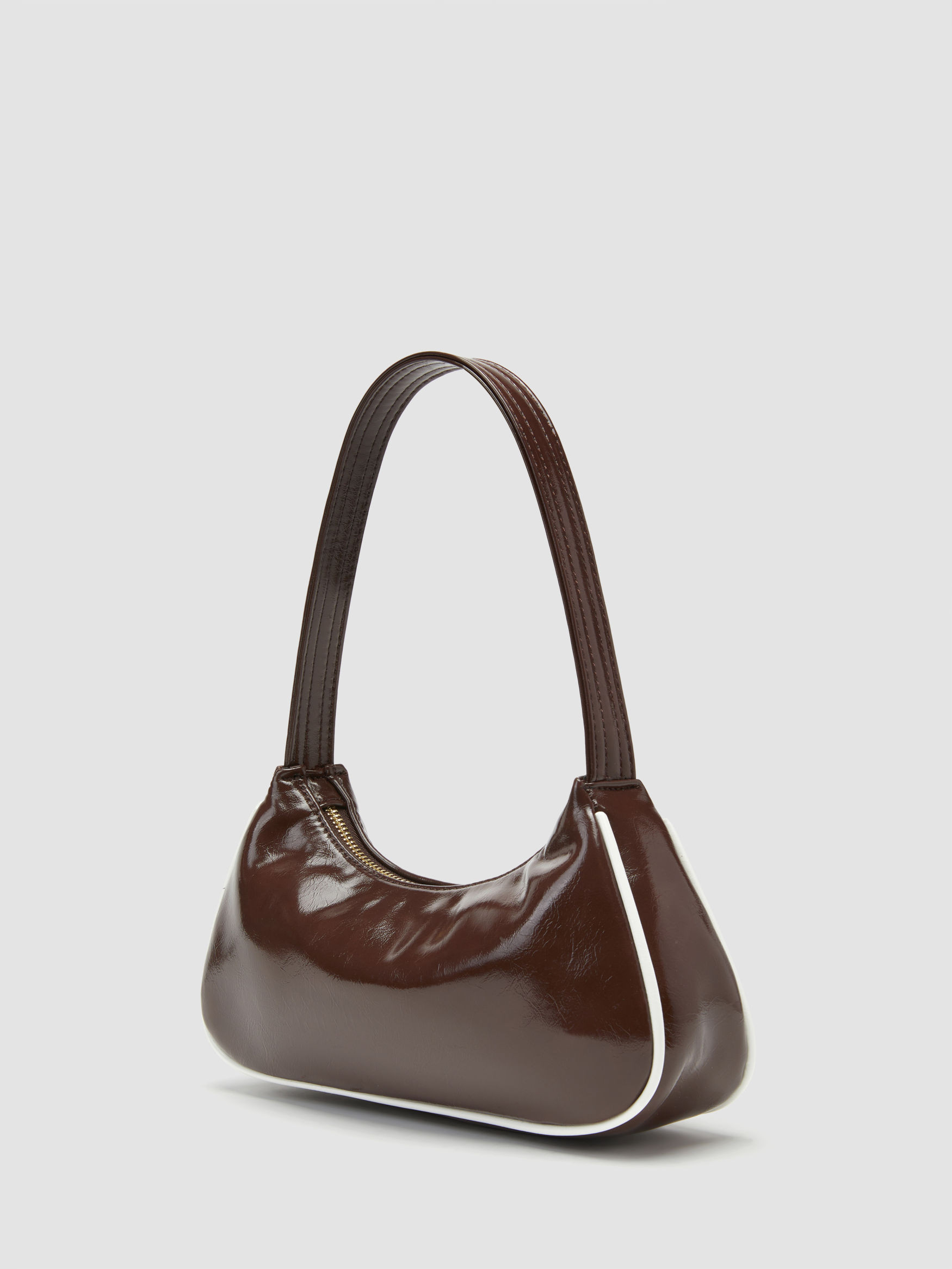 Faux Leather TWO-TONE FAUX LEATHER SHOULDER BAG For Daily Casual Work | Cider