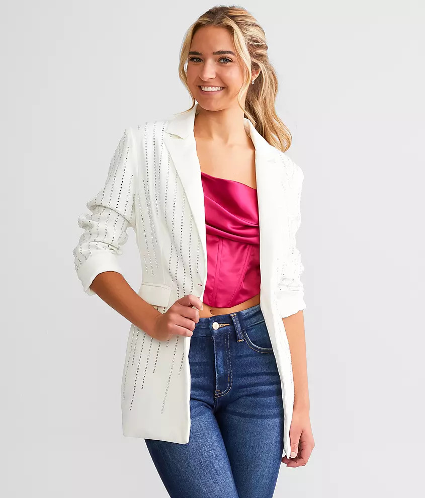A. Peach Oversized Rhinestone Blazer | Buckle