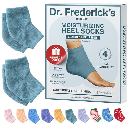 Dr. Frederick's Original Moisturizing Fuzzy Heel Socks for Dry Cracked Heels Treatment - Infused with Olive Oil, Jojoba Oil and Vitamin E - 2 Pairs - Stocking Stuffers for Adults - Teal Tranquility | Amazon (US)