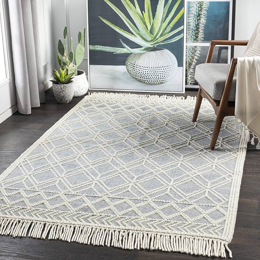 Mark&Day Wool Rugs, 2x4 Staveley Cottage Denim Area Rug, Grey White Ivory Carpet for Living Room,... | Amazon (US)