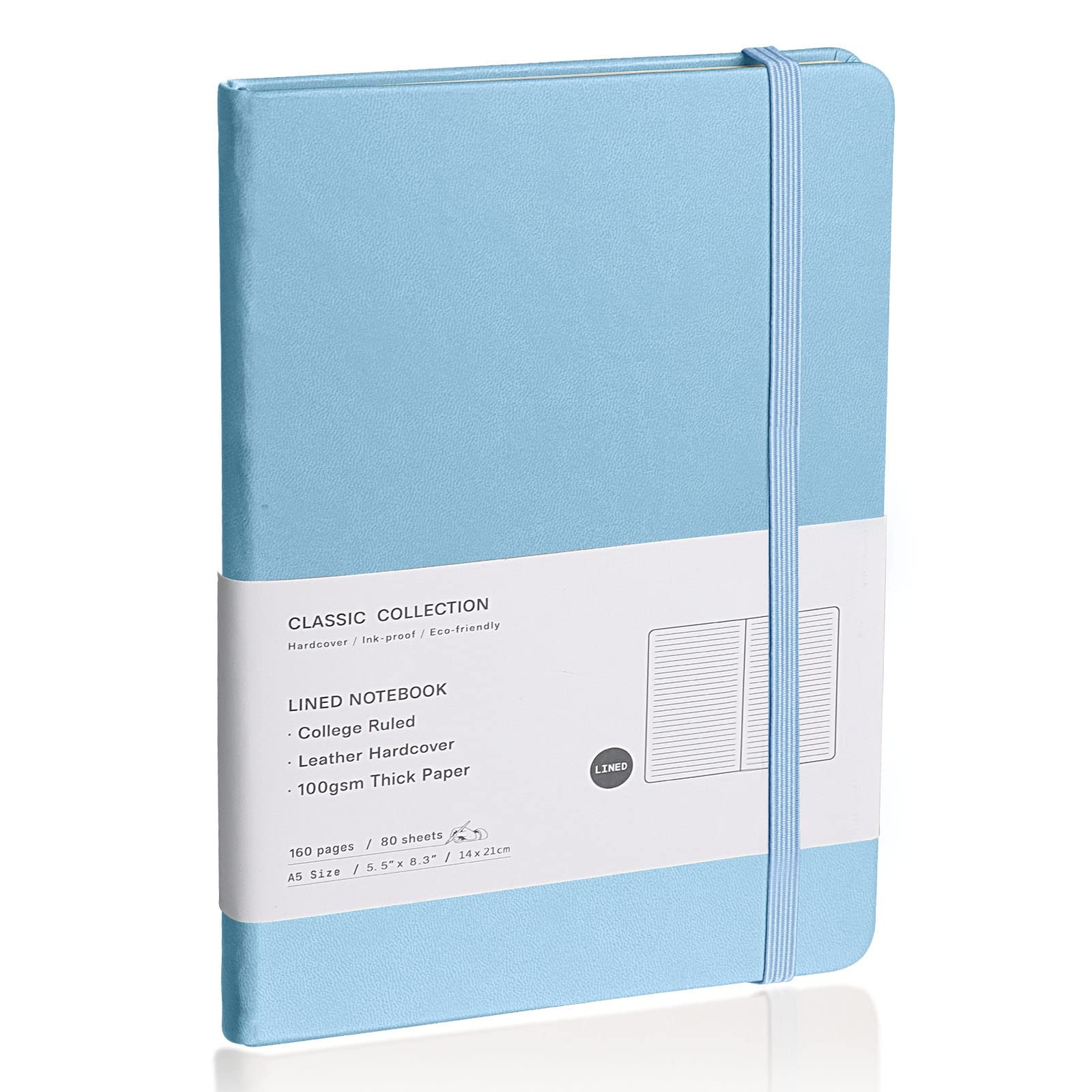 Lined Journal Notebook, (sky blue), 160 Pages, Medium 5.7 inches x 8 inches - 100 gsm Thick Paper... | Amazon (US)