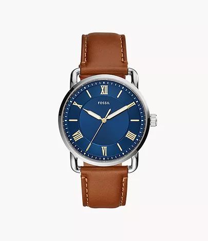 Copeland 42mm Three-Hand Luggage Leather Watch | Fossil (US)