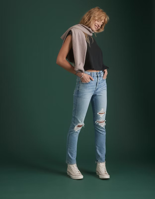 AE77 Premium Straight Crop Jean | American Eagle Outfitters (US & CA)