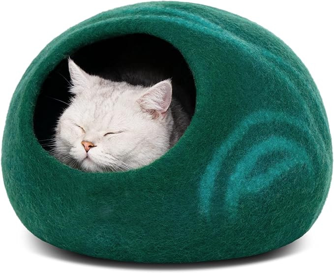 MEOWFIA Cat Cave – Premium Felt Cat Bed for Indoor Cats, Handmade 100% Merino Wool, Cat (Medium... | Amazon (US)