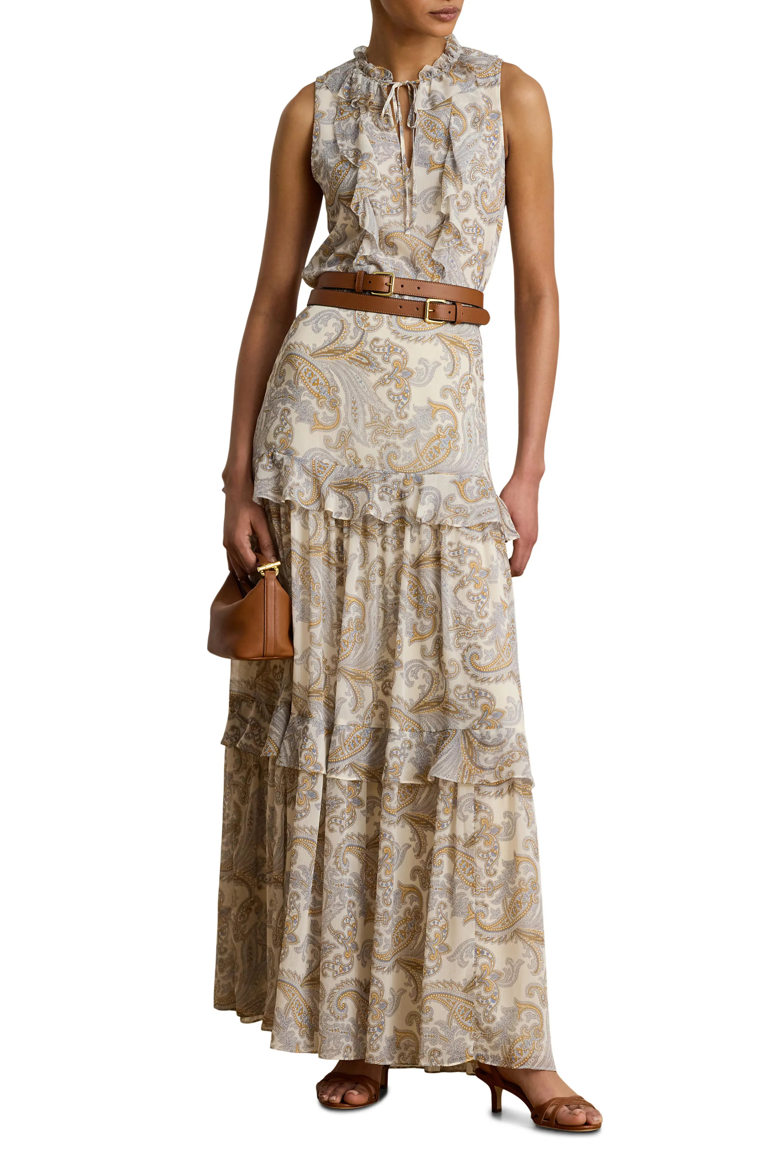 Paisley Ruffle Tiered Maxi Skirt | Nordstrom
