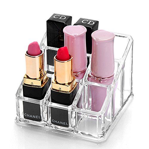 Sooyee 9 Compartments Clear Acrylic Small Lipstick and Lip Gloss Holder Makeup Brushes Nail Polis... | Amazon (US)