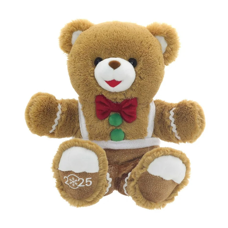 Gingerbread Boy 2025 Teddy Bear Christmas Plush, Brown, 15", by Holiday Time | Walmart (US)