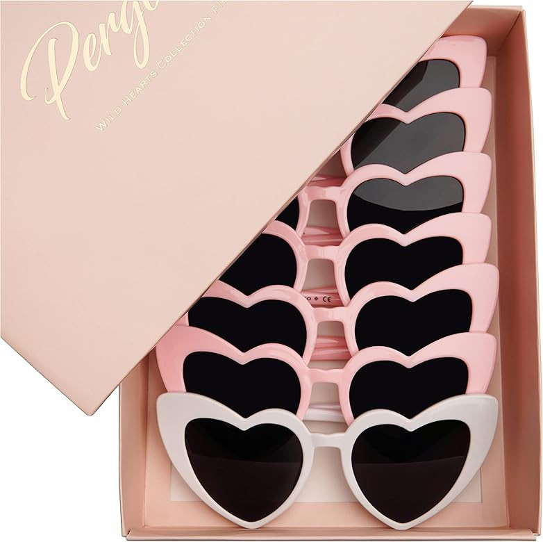 Bachelorette Sunglasses Pink Heart Sunglasses 7 Pack - Heart Shaped Sunglasses Heart Shaped Glass... | Amazon (US)