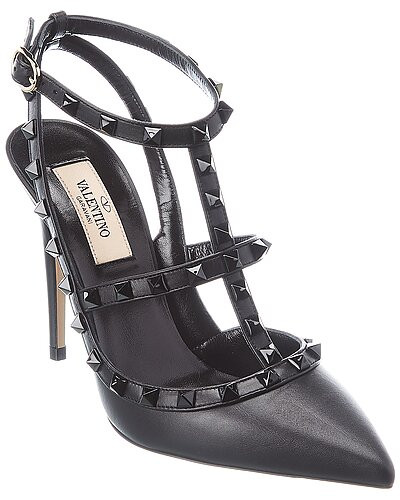 Valentino Rockstud Caged 100 Leather Ankle Strap Pump | Gilt