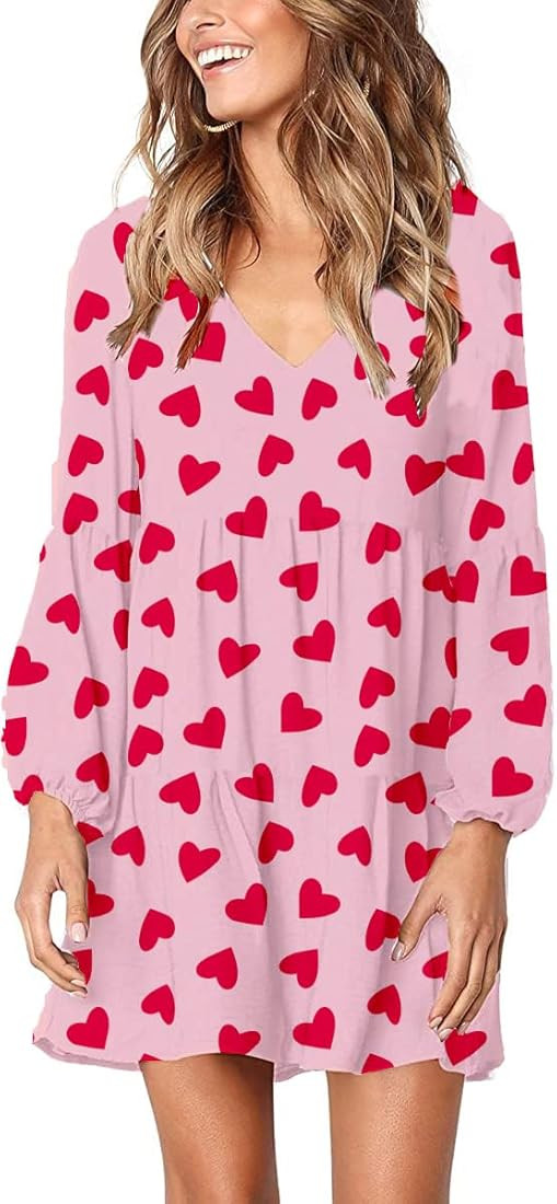 Roshop Women's Bell Sleeve V Neck Cute Style Holiday Party Dress | Amazon (US)