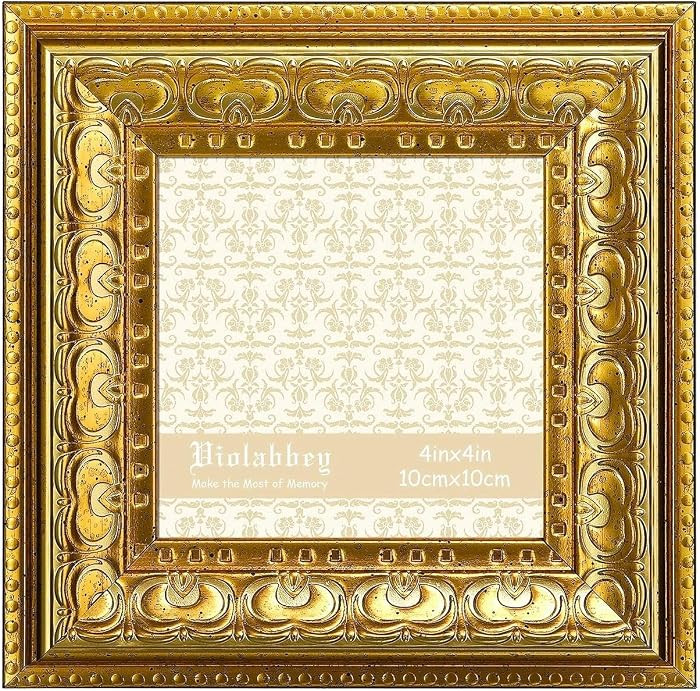 VIOLABBEY 4x4 Picture Frame Gold, Vintage Photo Frame | Amazon (US)