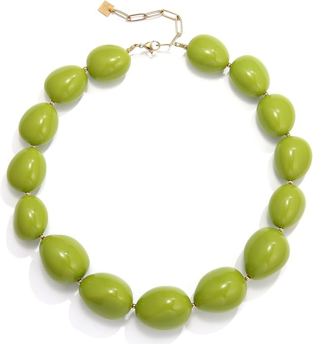 Chunky Resin Beaded Necklaces for Women Colorful Statement Boho Necklace Summer Jewelry Bead Chok... | Amazon (US)
