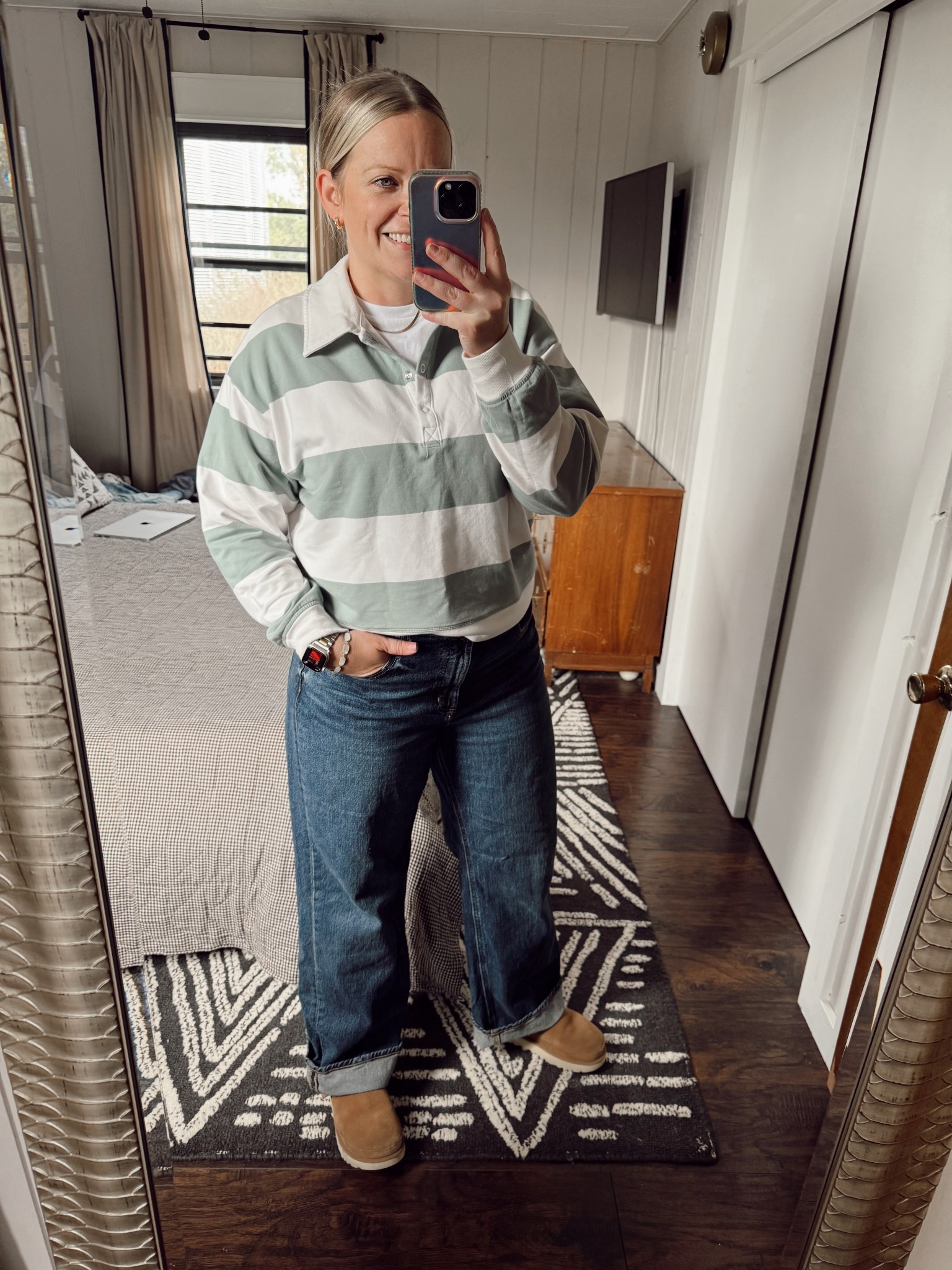 Simple layers for fall. Wearing a green striped long sleeve, classic Old Navy denim, and UGGs for an easy, everyday style.

#LTKFall

#LTKStyleTip #LTKFindsUnder100 #LTKMidsize