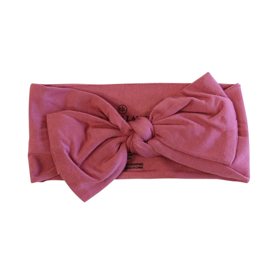 Solid Dusty Rose Knit Large Bow Headwrap | Caden Lane