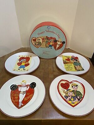 Vintage Valentine Rosanna Studio “Happy Valentine’s Day” Dessert Plates 4 in Box | eBay US