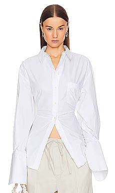 Helsa Poplin Lace Back Shirt in White from Revolve.com | Revolve Clothing (Global)