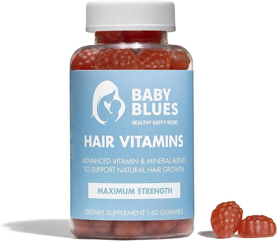 Baby Blues Postpartum Hair Loss Vitamins - Passion Fruit Gummies with Biotin, Collagen, & Folate | Amazon (US)