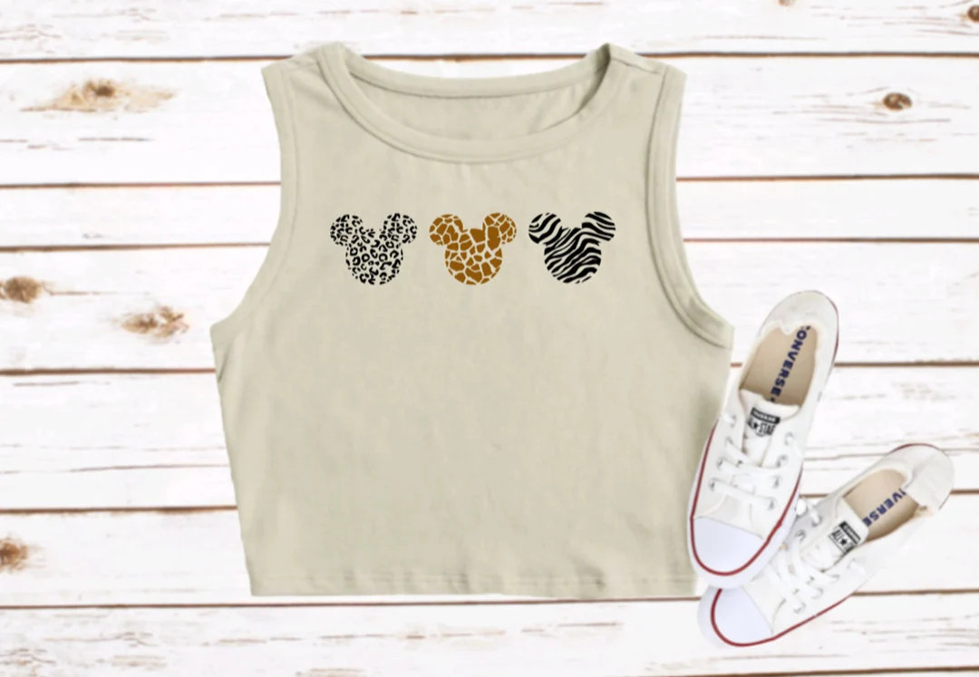 Mickey Mouse Animal Print Disney Crop Tank Leopard Tiger Cropped Tank Top Disneys Animal Kingdom ... | Etsy (US)