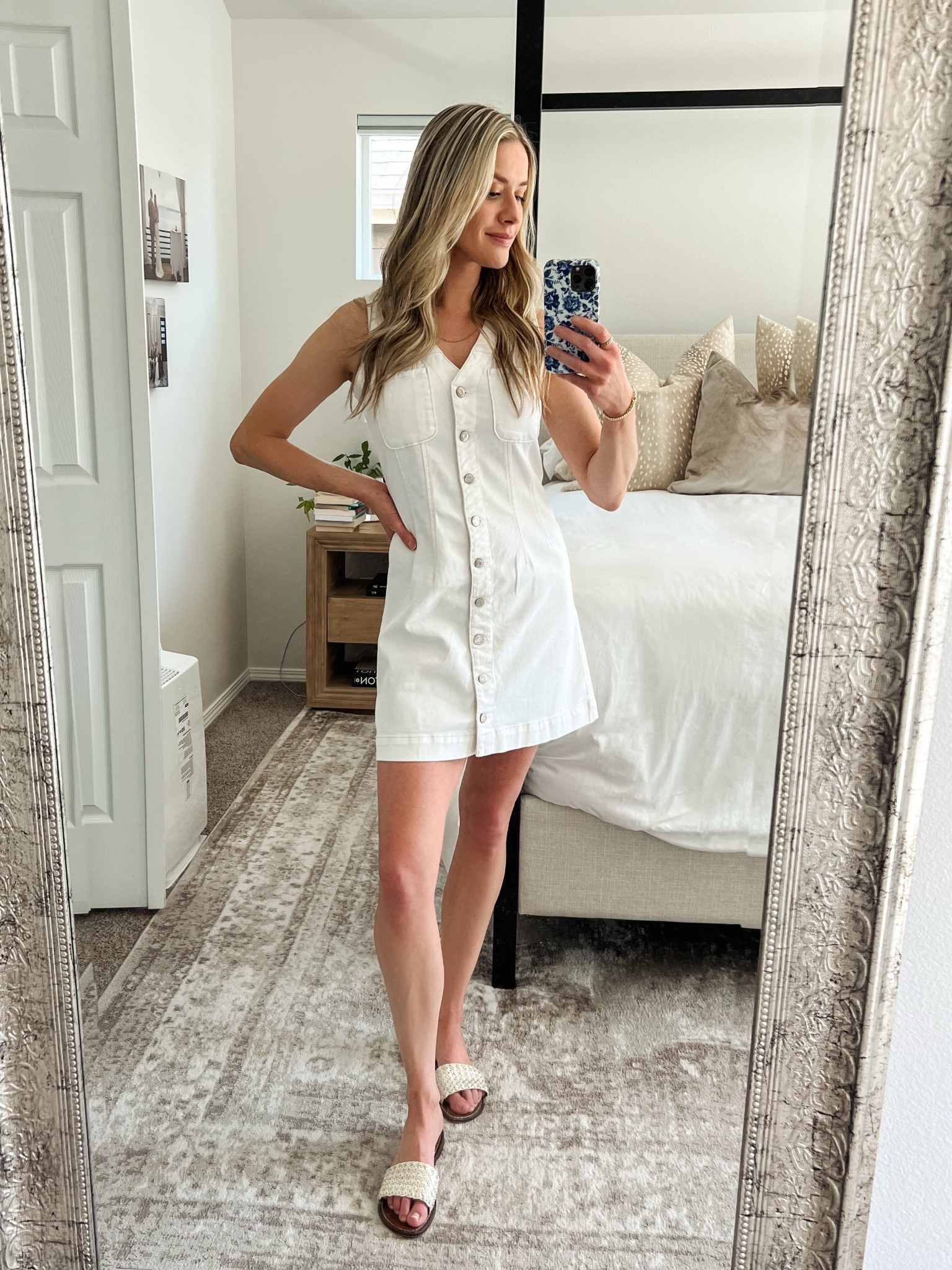 Obsessed with this denim dress! Such an easy cute outfit. Got it in a small tall, I’m 5’7”. On sale now and linked some other cute denim dresses on sale now too! Summer outfit, country concert outfit, white denim dress, sandals, cute slides

#LTKFindsUnder100 #LTKSaleAlert #LTKSummerEdit