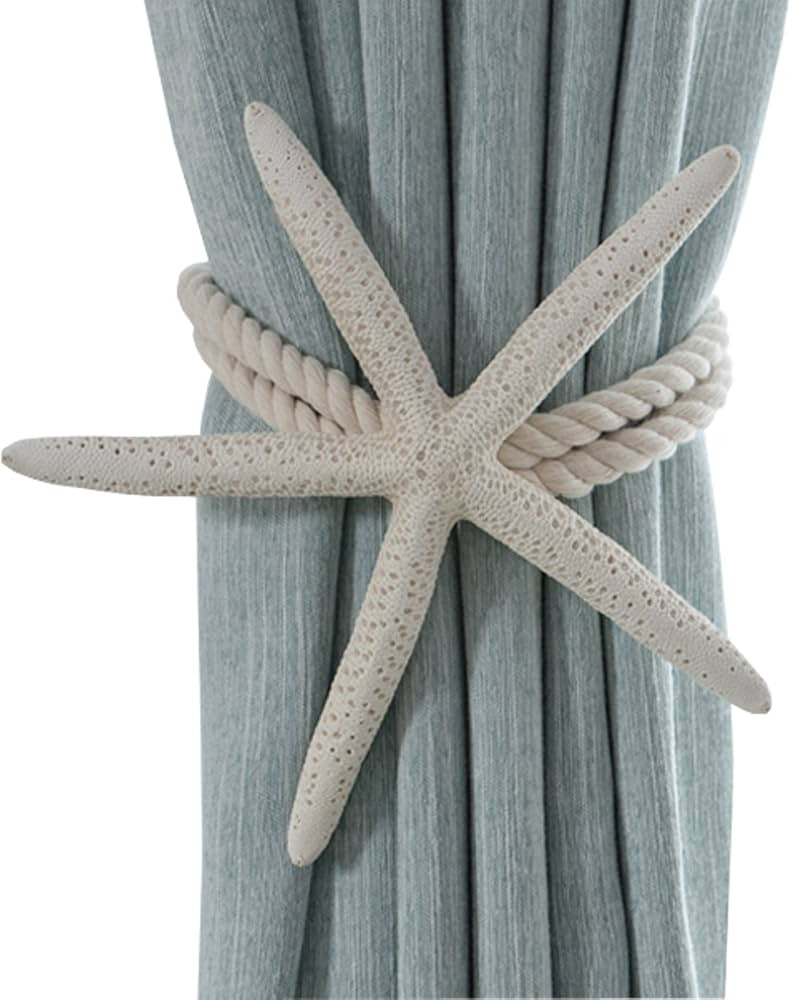 2 Pieces Natural Starfish Curtain Tiebacks Rope Drape Tie Band Drapery Holdbacks Room Décor | Amazon (US)