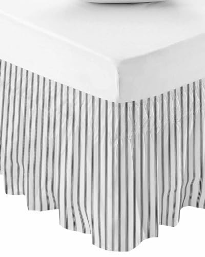 RisQiten Black Striped Bed Skirt Queen Size 18 Inch Drop, Adjustable Elastic Bedskirt Dust Ruffle for Queen Bed, Black White Stripes Farmhouse Wrap Around Bed Skirts Luxurious Pleated Bed Frame Cover | Amazon (US)