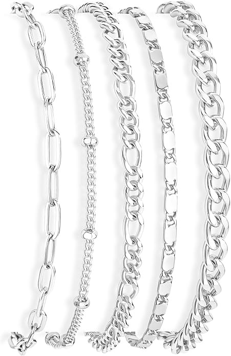 Gold Bracelets Set for Women Non Tarnish Trendy,14K Gold Plated Dainty Stackable Paperclip Cuban ... | Amazon (US)