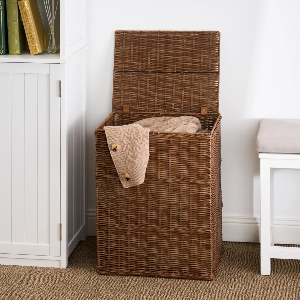 Joseph Rectangular Woven Resin Wicker Laundry Hamper - 17.3" x 13.8" x 23.6" - Espresso Brown | Wayfair North America