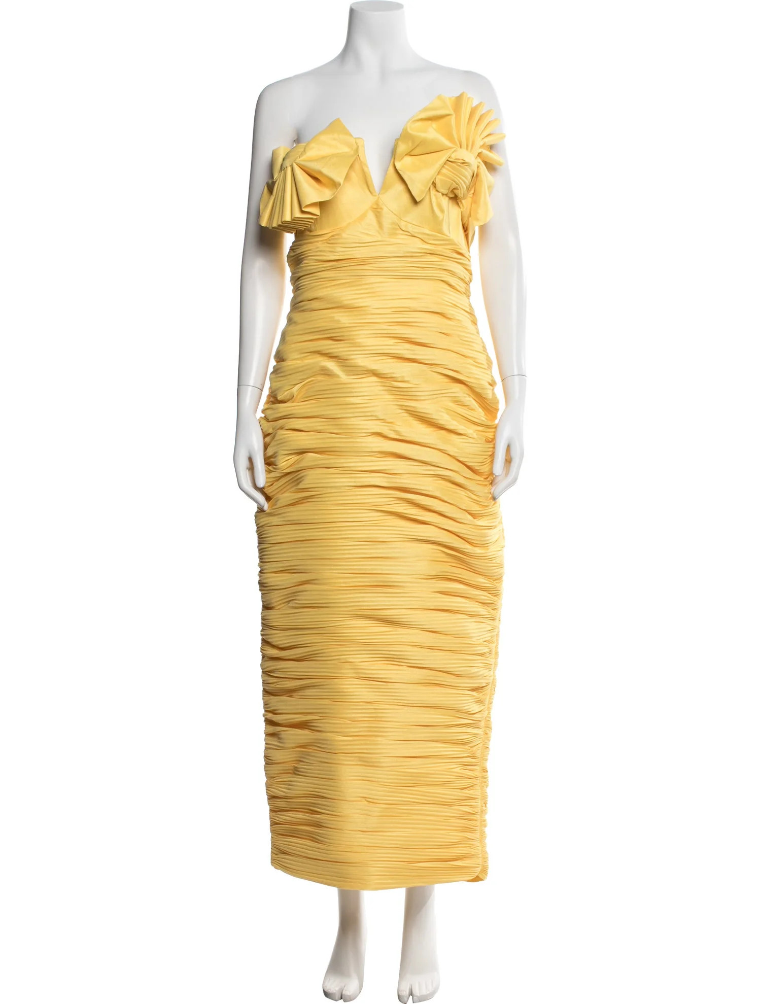 Rachel Gilbert V-Neck Long Dress - Yellow Dresses, Clothing - WRAGI23808 | The RealReal | The RealReal