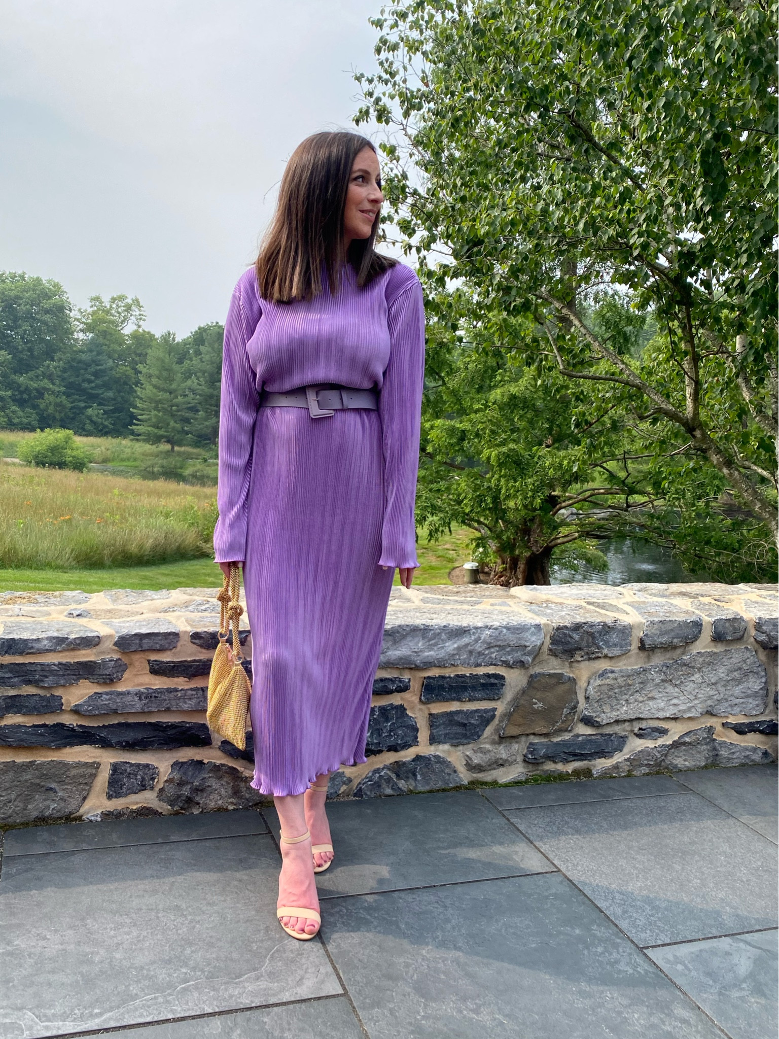 knee length dresses for ladies ZARA. Mauve midi dress with bow at back. Size XS – Hibuy market main image 1