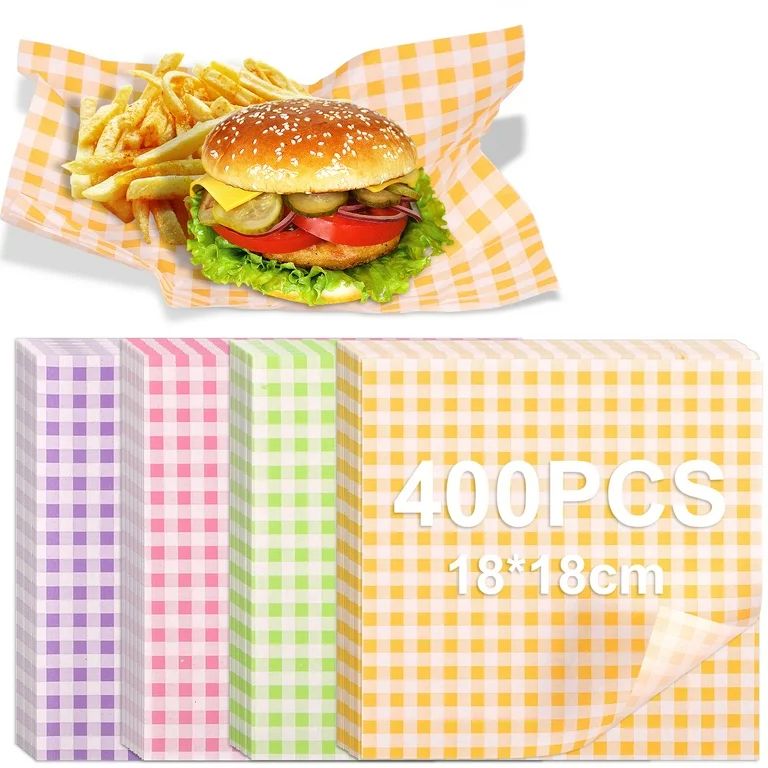 Hvxrjkn Pack of 400 Wax Paper Plaid Wax Paper Greaseproof Paper Liners Sandwich Wrapping Paper Dr... | Walmart (US)