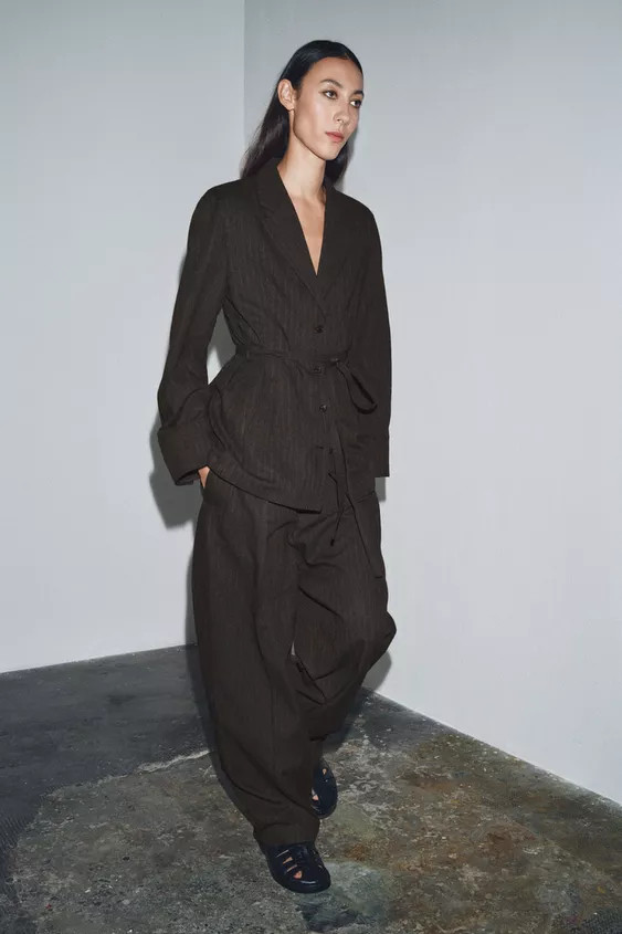 HERRINGBONE BLAZER WITH BELT ZW COLLECTION | Zara UK