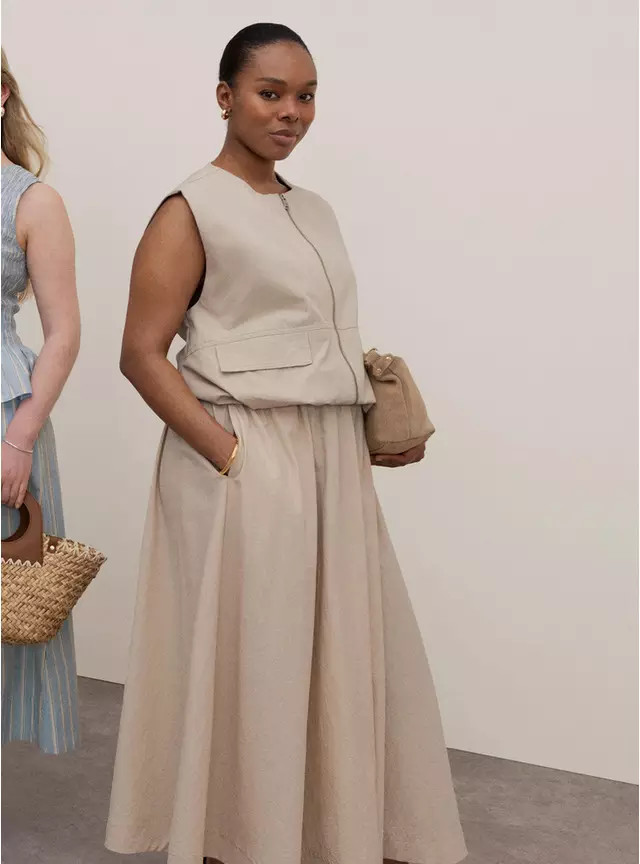 Stone Collarless Zip Gilet 12 | Tu Clothing