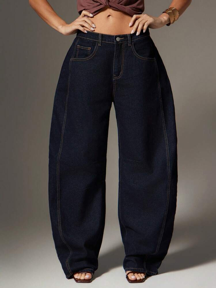 Denimoi Fashionable Commuter Low-Waist Bootcut Jeans | SHEIN