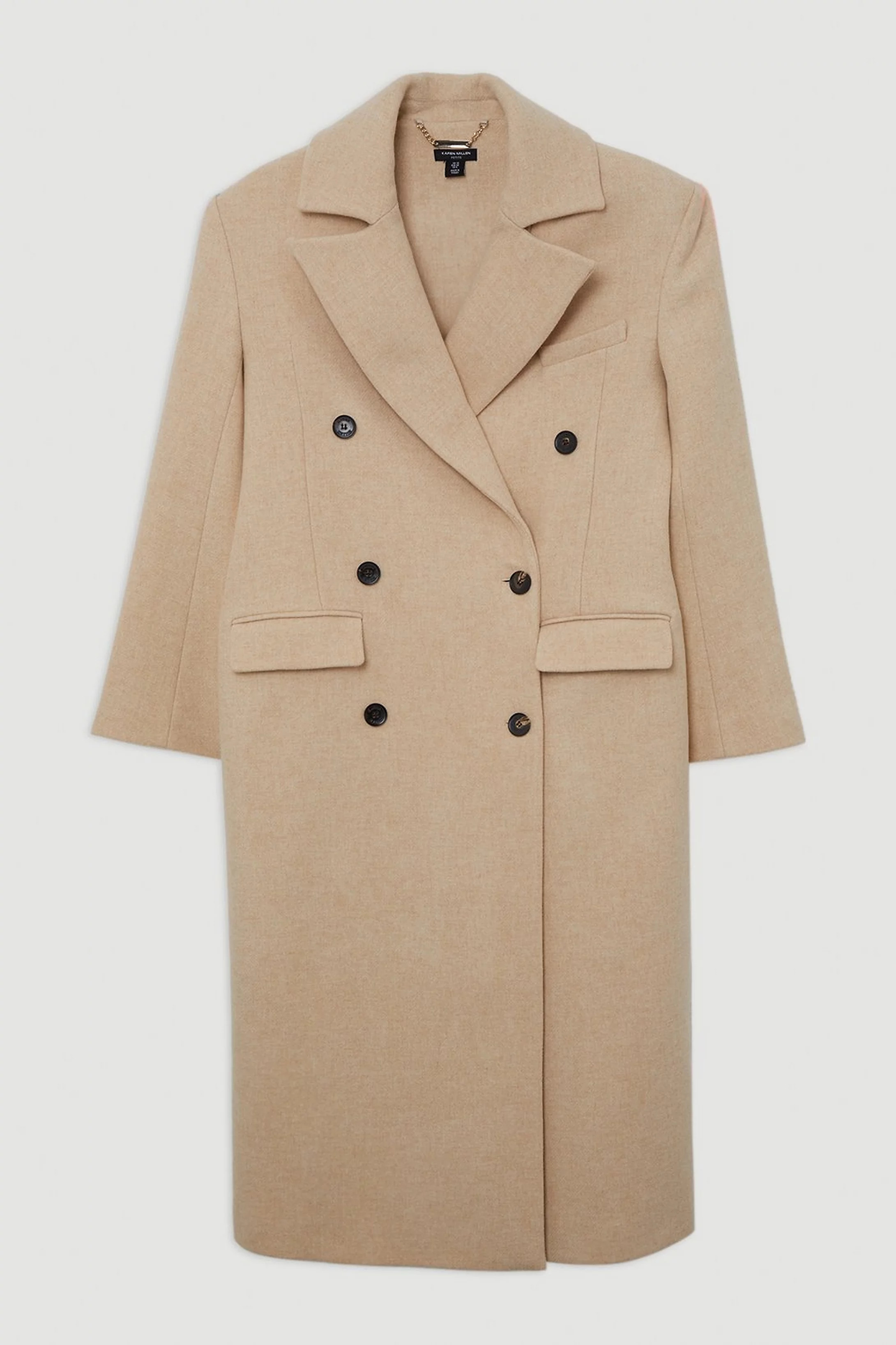 Wool Double Breasted Tailored Midi Coat | Karen Millen UK + IE + DE + NL