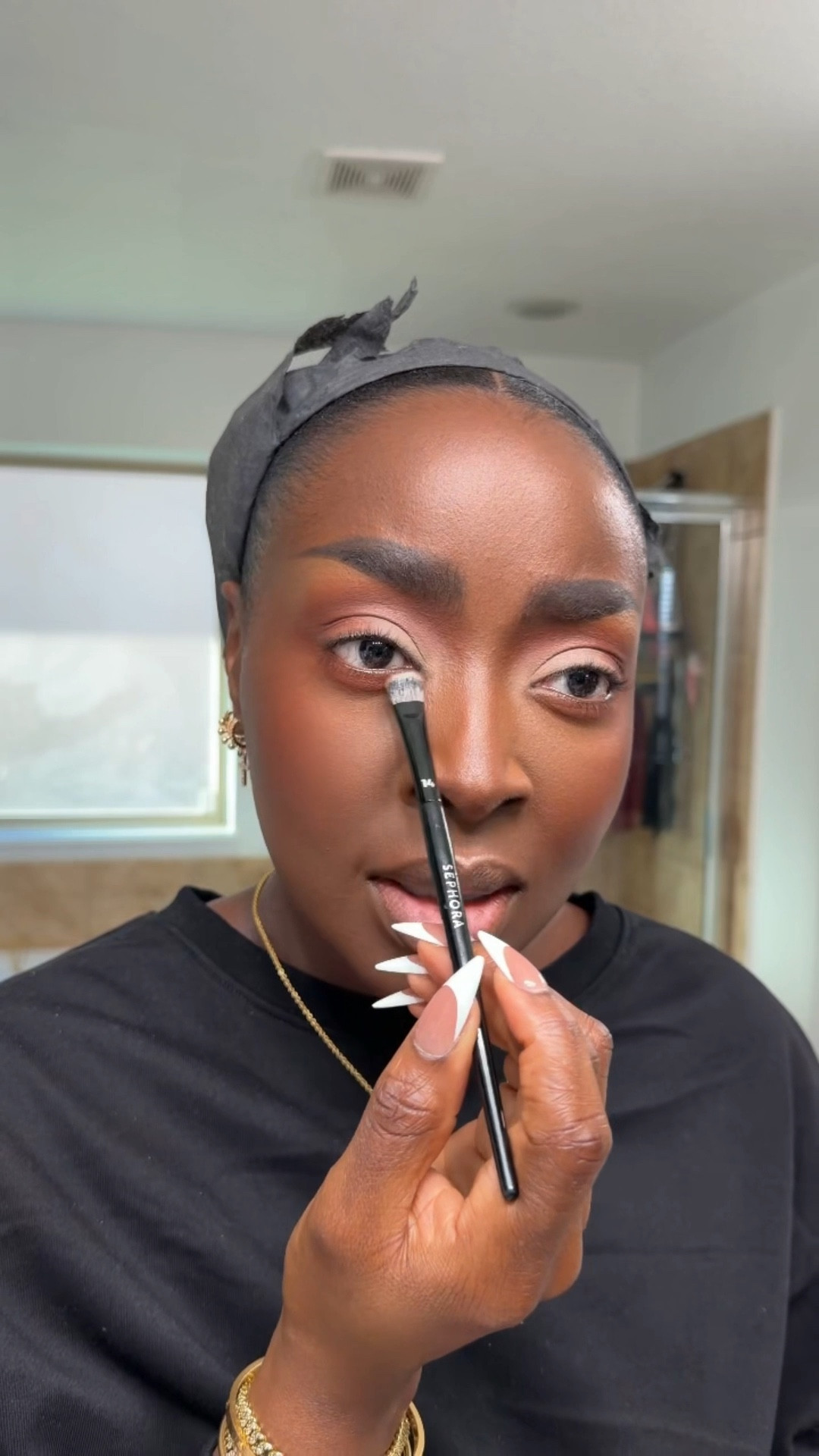 I use the Sephora collection 14 brush to make the brown eyeshadow under my eye more pronounced. It ends up, looking like an eyeliner, even though this is an eyeshadow.

#LTKBeauty #LTKgrwm