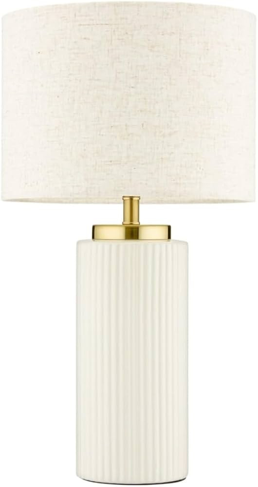 RA-HOMESTORE® Clara Ribbed White Table Lamp Elegant & Contemporary Table lamp Ceramic Base Cappe... | Amazon (UK)