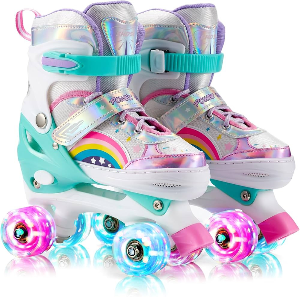 Girls Roller Skates for Kids Beginners 4 Size Adjustable Roller Skates, Light UP 8 Wheels for Gir... | Amazon (US)
