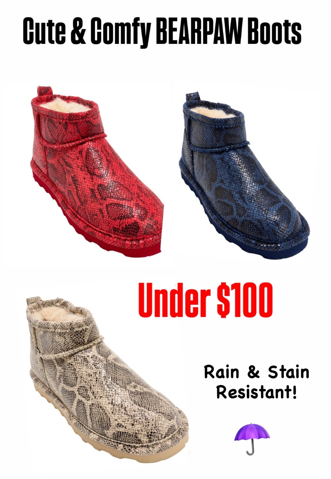 Style Alert: Must-Have Cute Boots! 🌟 Check out these BEARPAW shorties, featuring a fabulous snake print. These warm and comfy boots are the perfect addition to your fall wardrobe! The best part? They're an affordable find under $100. #BEARPAW #FallFashion #SnakePrint #AffordableStyle #CuteBoots
.

#LTKShoeCrush #LTKStyleTip #LTKFindsUnder100