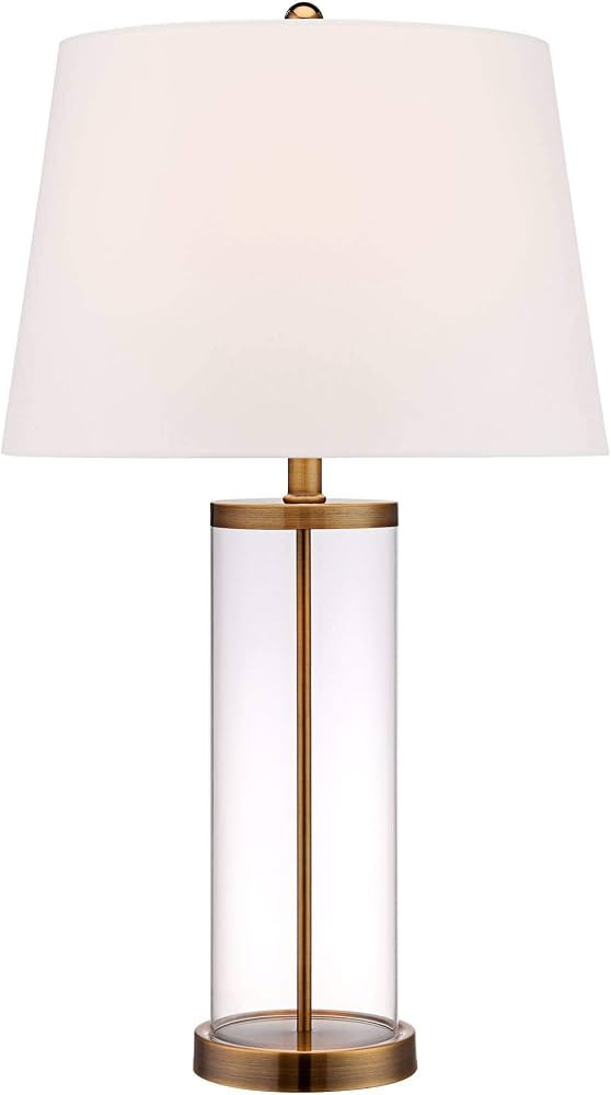 360 Lighting Modern Coastal Table Lamp Fillable 26" High Clear Glass Cylinder Gold Metal White Dr... | Amazon (US)