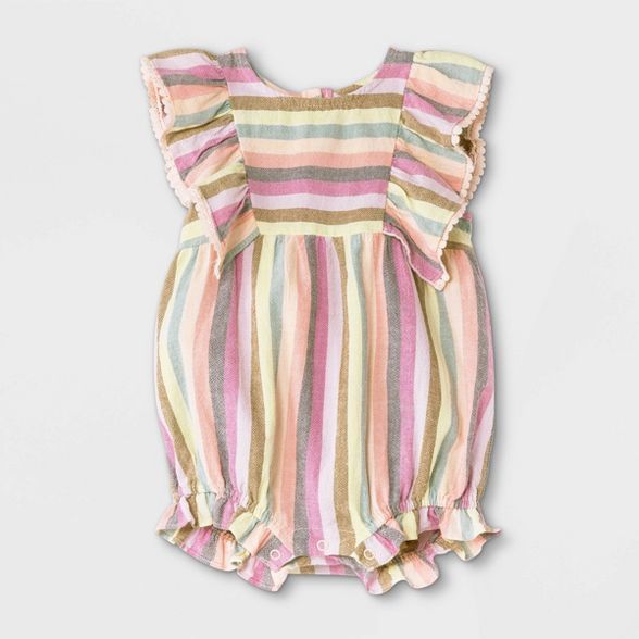 Baby Girls' Striped Woven Ruffle Leg Romper - Cat & Jack™ | Target