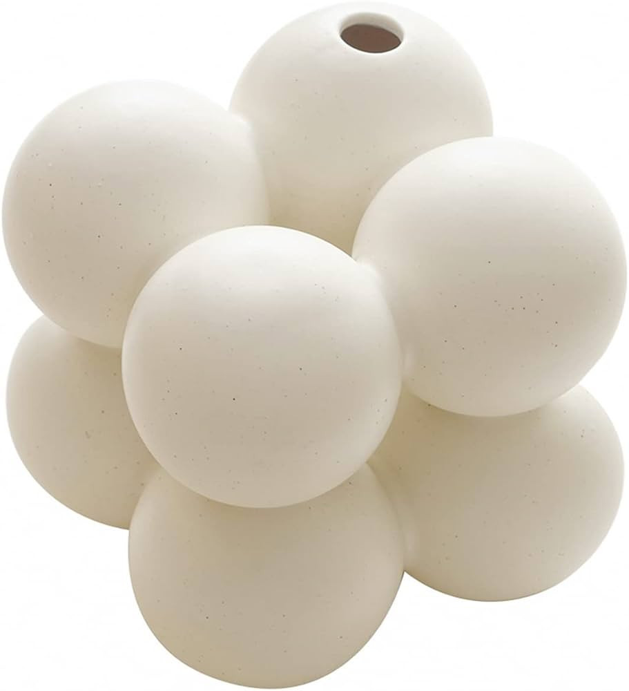 Cube Ball Shape Ceramic Vase, Chubby Home Decor, Matter Crème | Amazon (US)