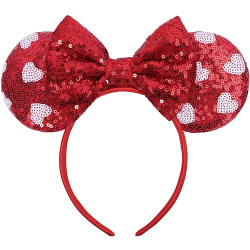 UNSPAZ Valentine's Day Mouse Ears, Mouse Ears Valentine Headband for Adult Women Girls, Parks Ears for Trips, Valentine's Day, Wedding, Party, Dressing Up | Amazon (US)