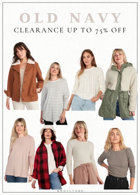 Old Navy clearance up to 75% off winter fashion sweater sale plaid shirt shacket spring jacket 

#LTKsalealert #LTKunder100 #LTKunder50