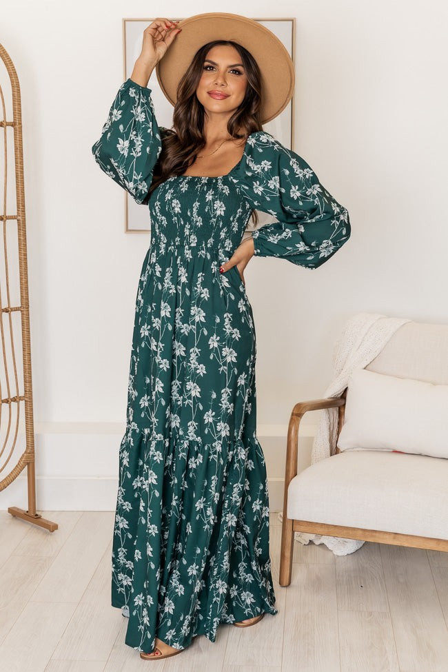 Another Love Song Green Floral Square Neck Maxi Dress | Pink Lily