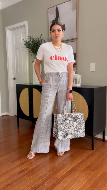 Linen Pants | Summer Style | Summer Outfit | Canvas Bag | Ciao Tshirt | Travel Tee | Travel Outfit | Easy Outfit | Easy Style | Style Over 40 | Over 40 Fashionn

#LTKstyletip #LTKover40 #LTKSeasonal