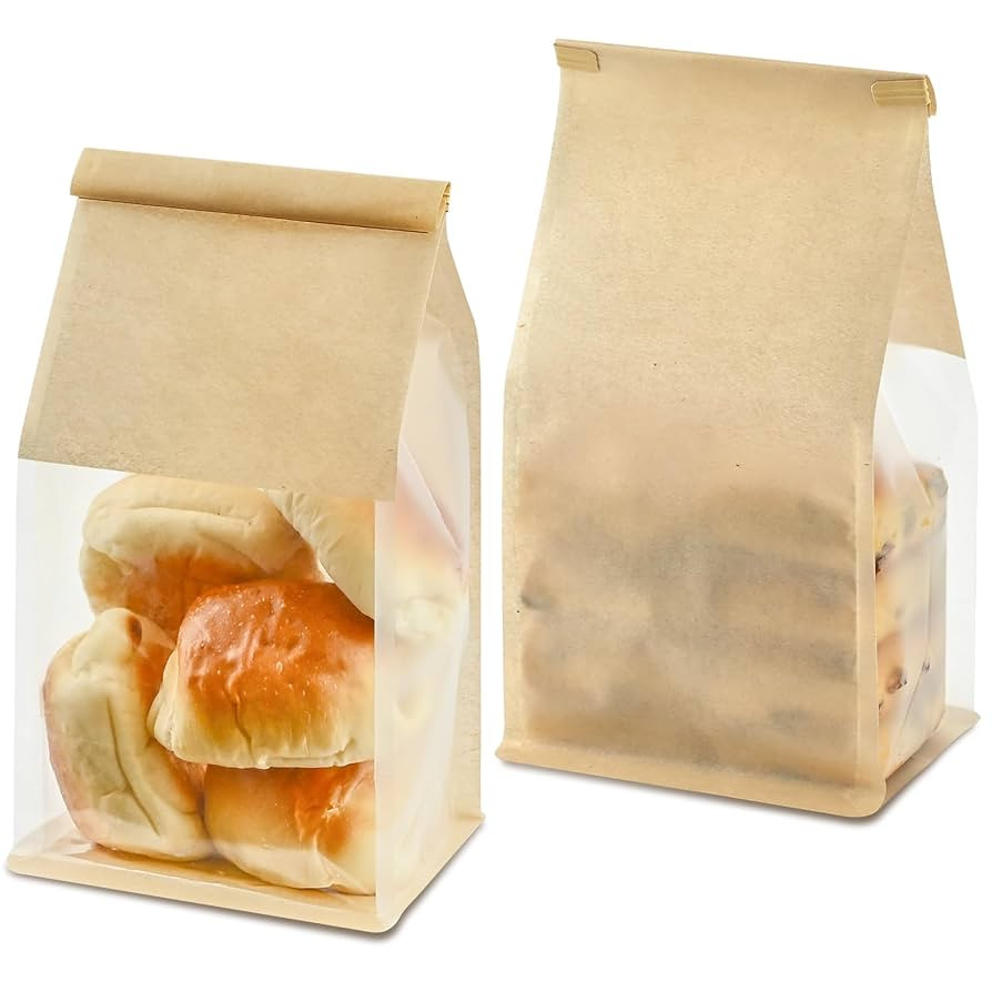 50 PCS Bread Bags for Homemade Breads, 5.1 x 3.9 x 11 Inches Brown Kraft Paper Bakery Bags with T... | Amazon (US)