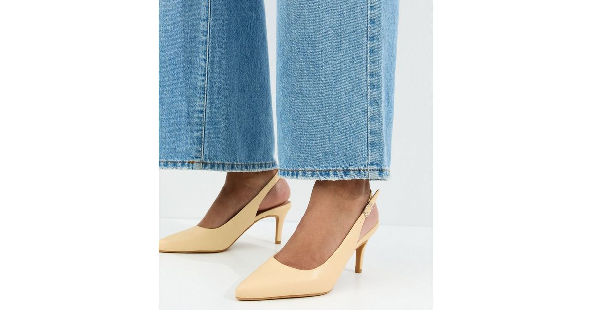 Light Yellow Faux Leather Slingback Stiletto Court Shoes | New Look | New Look (UK)