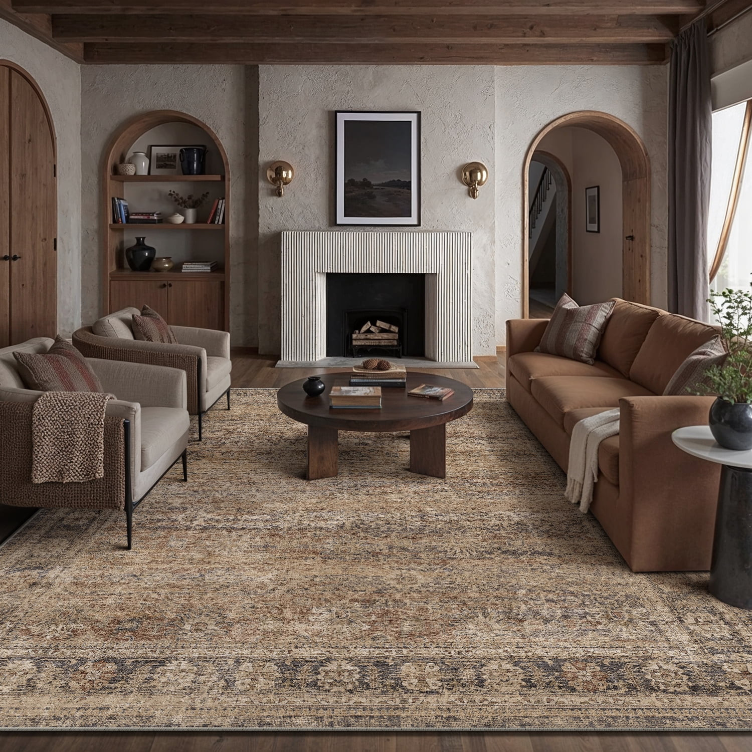 BERTHMEER 8'x10' Area Rugs for Living Room Bedroom Office Dining Room Farmhouse Large Brown Rugs ... | Walmart (US)