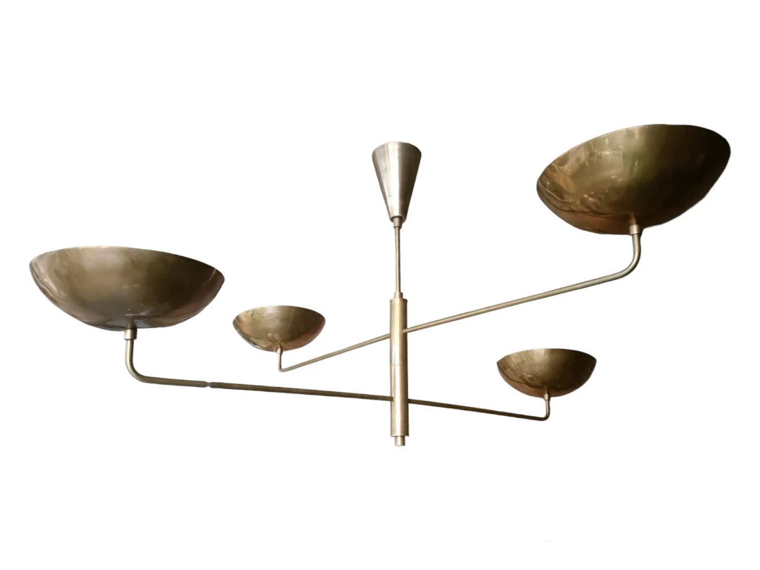 Stilnovo Style 4 Cone Shade Sputnik Raw Brass Chandelier Light Fixture - Etsy | Etsy (US)