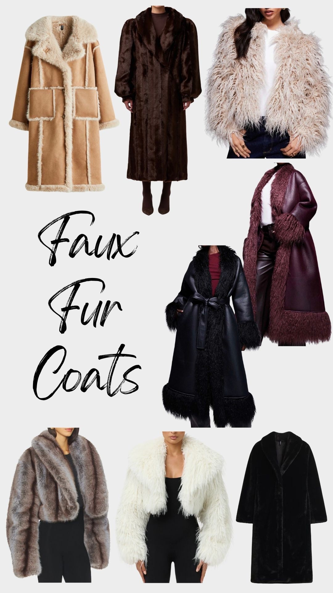 Top and bottom middle coats are from Naked Wardrobe

Faux fur coats, fur coats, jackets, women’s coats, women’s jackets, fur trim coats, faux fur

#LTKTravel #LTKSeasonal #LTKootd